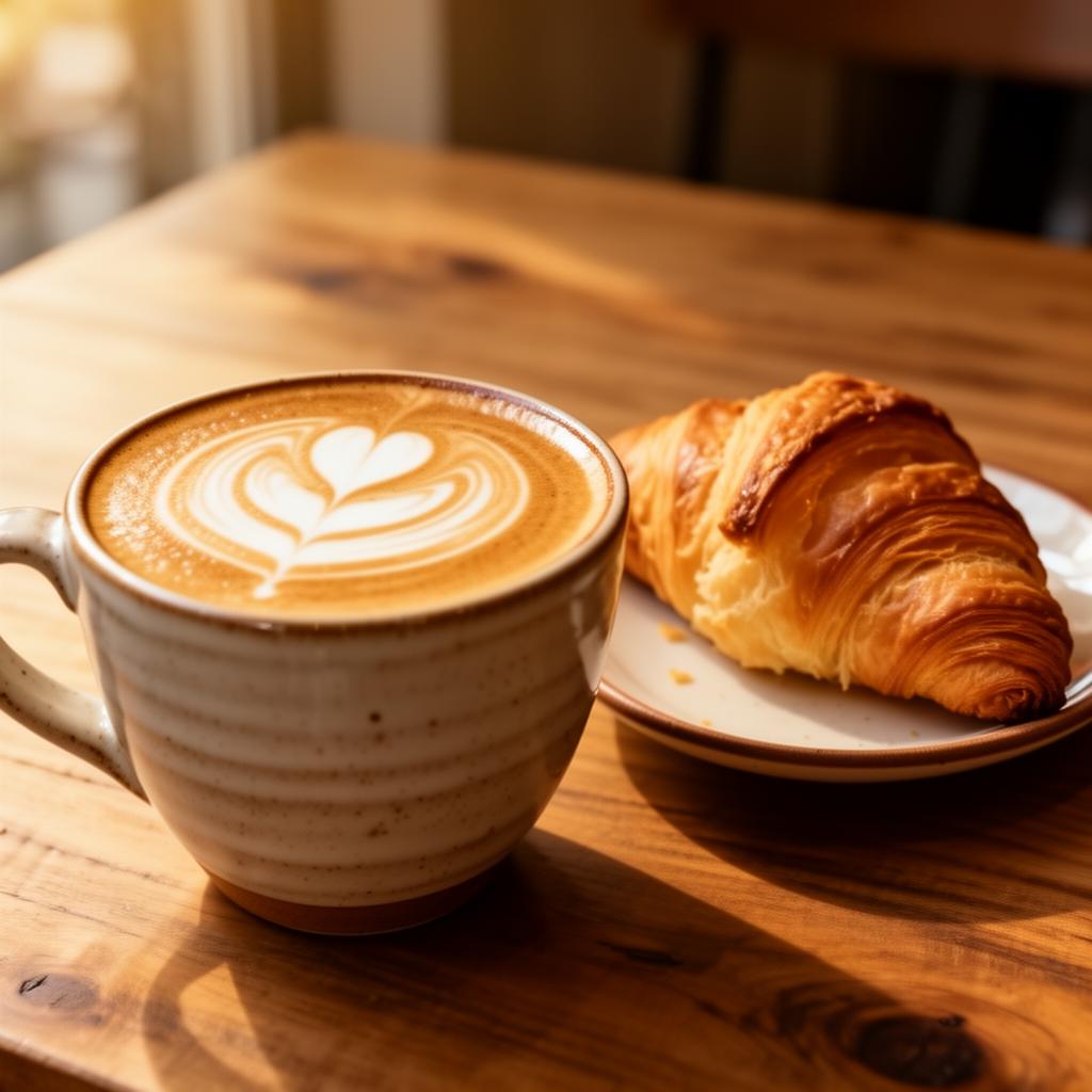 Latte art in ceramic cup